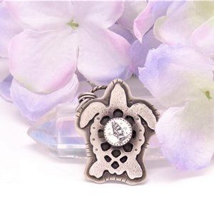 Tall Ship Scrimshaw Sea Turtle Necklace